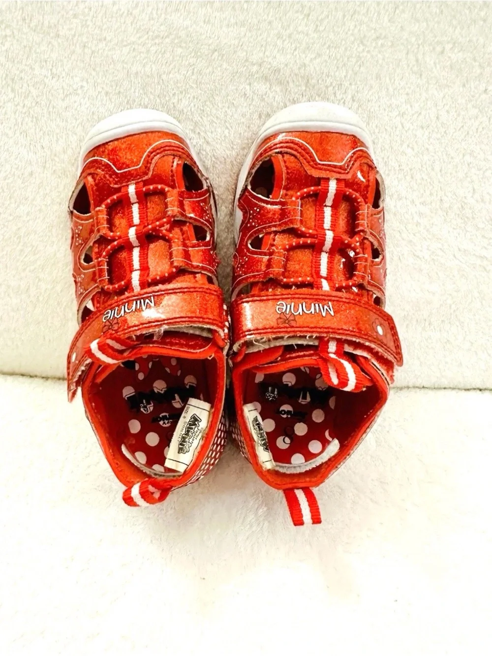 Disney Minnie Mouse Toddler Girls' Red Glitter Sandals , Light-Up - Size US 8